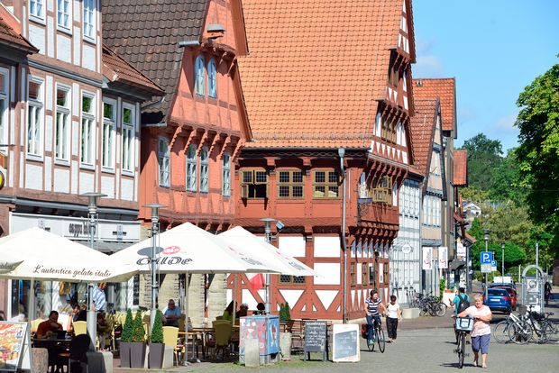 Fachwerkfassaden in der Altstadt Gifhorn.